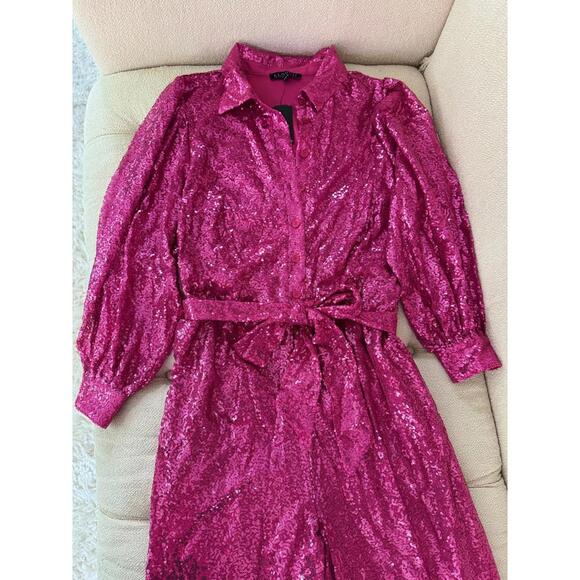 Eloquii Hot Pink Sequin Jumpsuit - Picture 5 of 8
